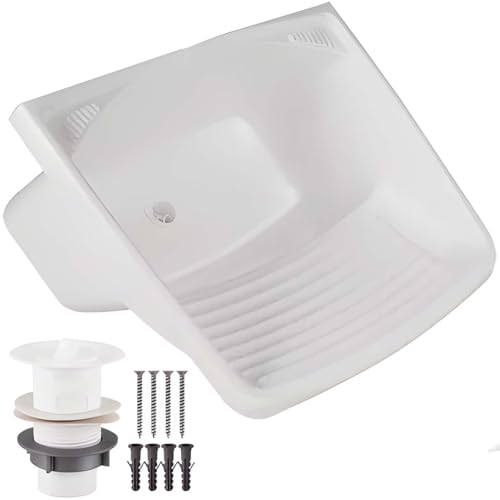 Tanque Plástico Lavar Roupas C/Sifão E Valvula Lavanderia 24l Cor Branco