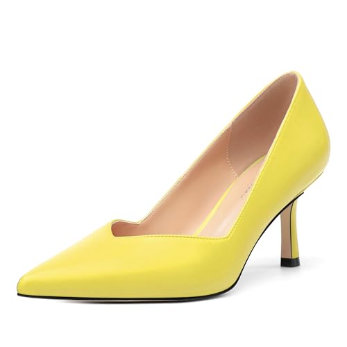 Image of Women Pointed Closed Toe 2.5 Inch Kitten Heel Slip On Pumps