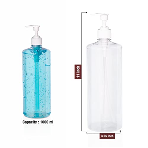 Image of Pure Source India Empty Pet Bottle with Pump, Soap Dispenser 1000ml - Pack of 2