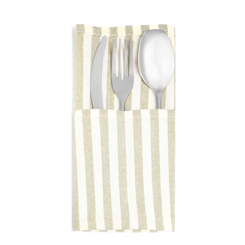 Servilletas de Tela Cuadradas Rayadas Verde - Set x12 miniatura 3