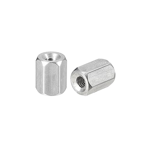 uxcell M3 x 0.5-Pitch 8mm Length Coupling Nuts, 10pcs 304 Stainless Steel Metric Hex Rod Coupling Nuts