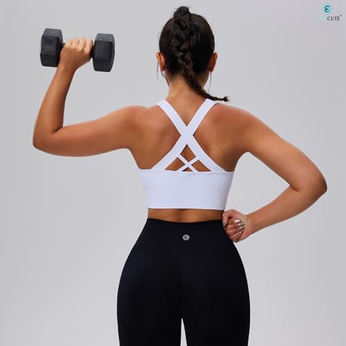 Image of Evercute Sports Bras for Women Padded Medium Support Criss Cross Strappy Bra Seamless High Impact Yoga Exercise Athletic Bras