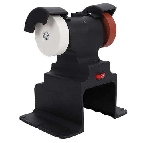 Ejoyous Mini Amoladora de Banco Pulidora de Banco Inalámbrica ABS con Imán Permanente Motor de Cobre Ruedas de Corindón Marrón Fino y Grueso para Taller de Bricolaje Afilado y Pulido
