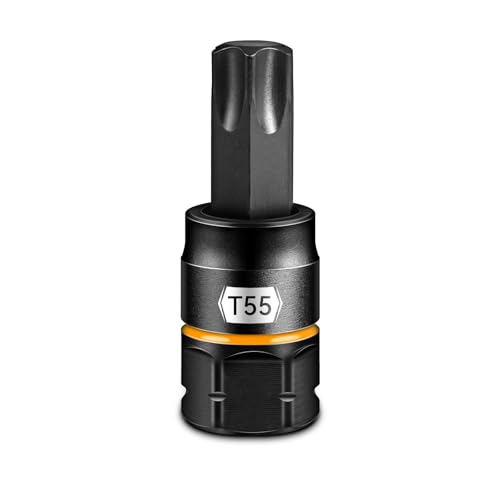 Zhax 3/8 Drive Torx Bit Socket T55 Solid Star Bit Outer Hex Socket