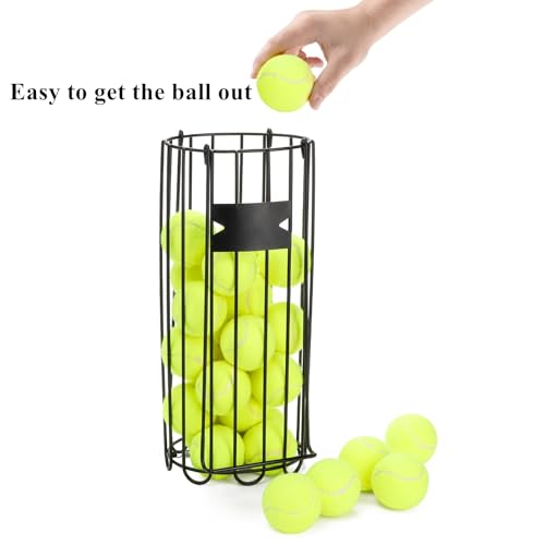 Tebery Portable Tennis Ball Hopper, Tennis Picker Collector with Handle, Metal Tennis Ball Retriever Basket for Easy Carrying, Tennis Holder Container Training Tool for Pickup, Storage, Practice - Image 5