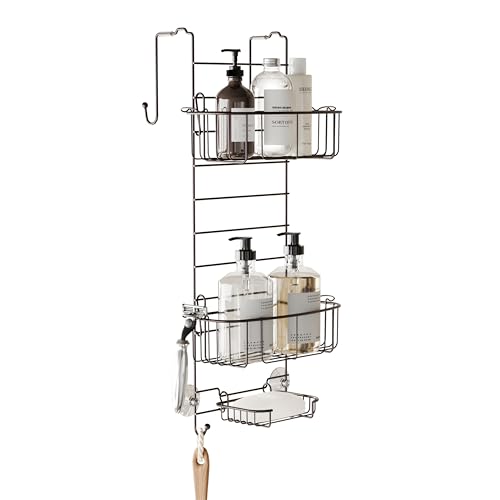 Zenna Home E7803HB Shower Caddy Panier de Douche, Acier, Bronze Heritage, 12 in W x 8,75 in D x 23 in H