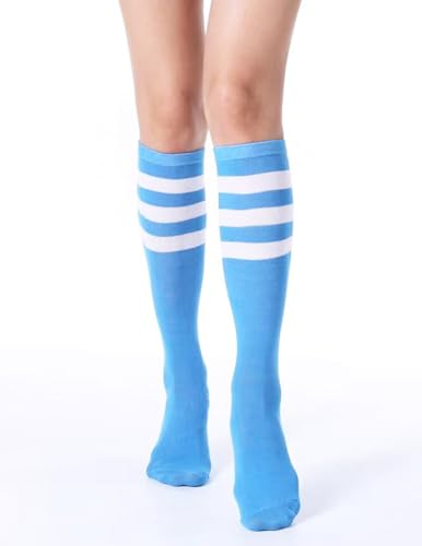Image of Athletic Knee High Socks Stripe Running Baseball Thigh High Stockings Outdoor Sport Tube Socks
