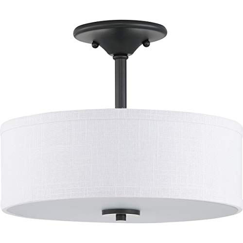 Progress Lighting Inspire Collection 13" Two-Light Semi-Flush, 10.13x13.00x13.00, Black