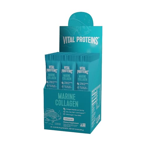 Vital Proteins Marine Collagen, Wild-Caught, Non-GMO Project Verified, Unflavored Stick Packs (10g) (Box of 20) 20 Servings (Pack of 1)
