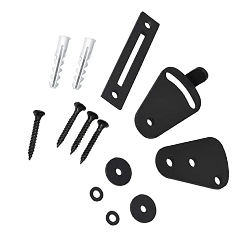 NUOBESTY Cerradura De Puerta Corrediza De Granero Negro Mate, Pestillo Enrollable De Acero Al Carbono, Bloqueo De Privacidad Para Puertas De Madera, 13 Piezas, Uso Interior Para Dormitorios y Baños