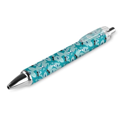 Bolígrafos retráctiles personalizados, lindo tiburón con gafas de sol y anillo de natación, ultrafino, 0.5 mm, tinta negra, bolígrafo recargable extraíble para oficina y escuela, 1 unidad