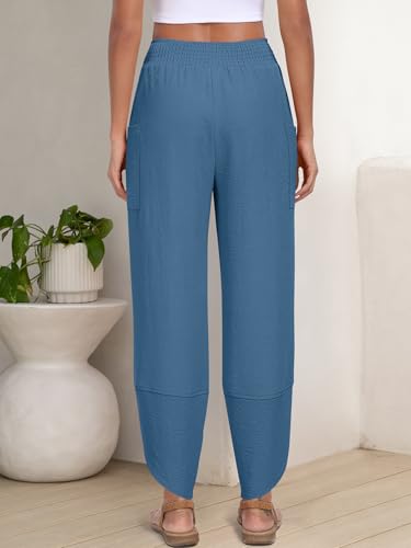 Image of ANRABESS Womens Wide Leg Palazzo Capri Pants 2026 Summer Casual High Waisted Barrel Lounge Flowy Cropped Beach Work Trousers