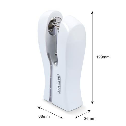 Image of Rapesco Stand Up Space-Saving Stapler, 20-Sheet Capacity, White (1319)