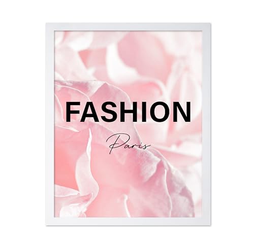 Image of Poster Master Fashion Poster - Paris Print - Pink Art - Trendy Art - Modern Art - Gift for Women & Fashionista - Luxury Haute Couture Decor for Living Room or Girl's Room, 8x10 White Framed