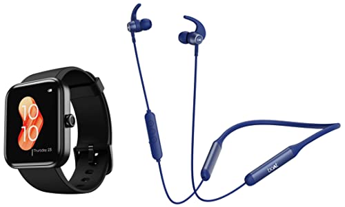 Image of boAt Xtend Smartwatch with Alexa Built-in, 1.69 inch HD Display & SpO2 Monitoring, 14 Sports Modes, Sleep Monitor & Rockerz 330 Pro in-Ear Bluetooth Neckband with 60HRS Playtime, ASAP Charge