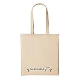huuraa Hellweg Druckerei Jutebeutel Leichtathletik Herzschlag Puls Laufen Springen Sport Liebe Geschenk Idee für Damen und Herren Tasche Baumwolle für Freunde und Familie