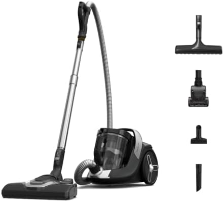 Rowenta Green Force Cyclonic Effitech Animal, Bodenstaubsauger ohne Beutel, 500 W, 2,5 Liter XXL Fassungsvermögen, besonders geräuscharm mit 66 Dezibel, Schwarz-Aluminium, RO7C66