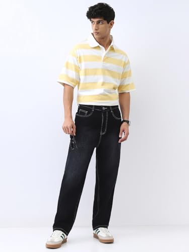 Image of Urbano Fashion Men's Loose Baggy Fit Washed Jeans Non-Stretchable