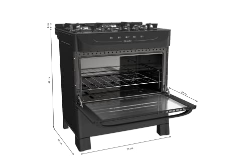 Fogão Mueller preto fosco 5 Bocas com mesa de vidro e acendimento Mfv5bb