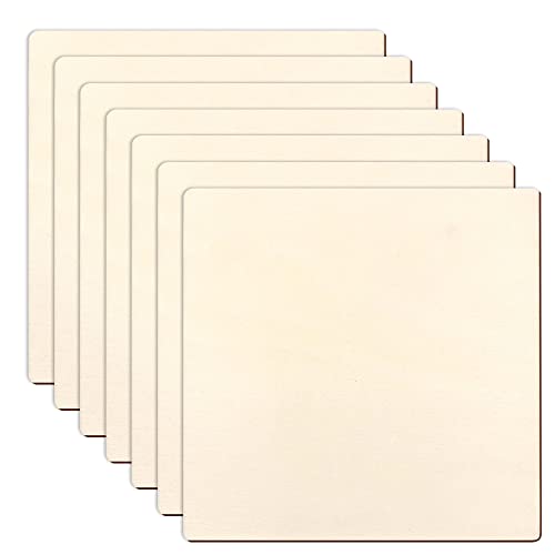 6 piezas de madera de 20 x 20 cm para manualidades, placa de madera cuadrada sin terminar, recortes de madera para pintura de diseño de puerta (6 piezas cuadradas) Cover