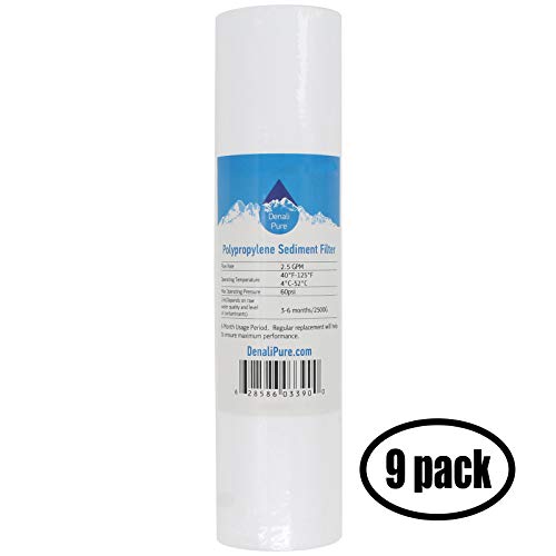 9-Pack repuesto Aqua Pure AP101T polipropileno cartucho de filtro de sedimento  Universal 25,4 cm 5-micron para Aqua Pure AP101T toda la casa filtro de agua  Denali Pure marca