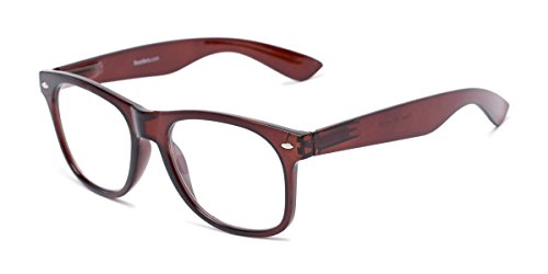 Retro Square Reading Glasses in Brown by Readers.com | The Dean | +1.50