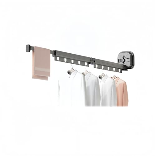 吸盤式物干しラック・折りたたみ式・5連防風フック付き・高耐荷重・穴あけ不要・360°回転可・多機能衣類ハンガー・省スペース収納 (パンチ2セクション,ブラック)