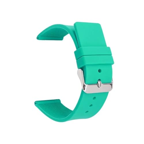 Bracelet de montre en silicone 16 mm vert avec boucle argentée