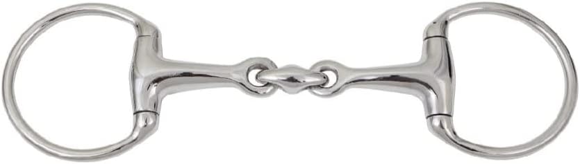 EGGBUTT Snaffle Horse Bit Lozenge Fat Double Joint Oval Link Silver Polish Stainless Steel Tack Equestrian (4.5 Inch)