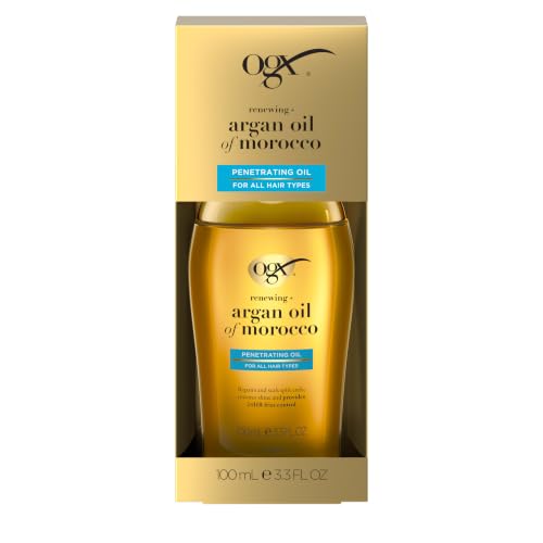 Image of OGX Renewing + Argan Oil of Morocco, Cold-Pressed Argan Oil for Hair Penetrating Treatment & Shine, Moisturizing & Strengthening Silky Oil for All Hair Types, Paraben & Sulfate Free, 3.3 fl oz