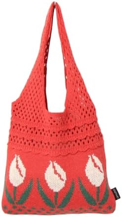 ♥️手編み♥️ハンドメイド♥️春バッグ♥️ニットバッグ♥️チューリップバッグ♥️ Amazon.co.jp: チューリップトート トートバッグ ニット a4