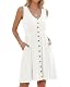 Sommerkleid Auselily Damen ärmellos mit V-Ausschnitt und Taschen