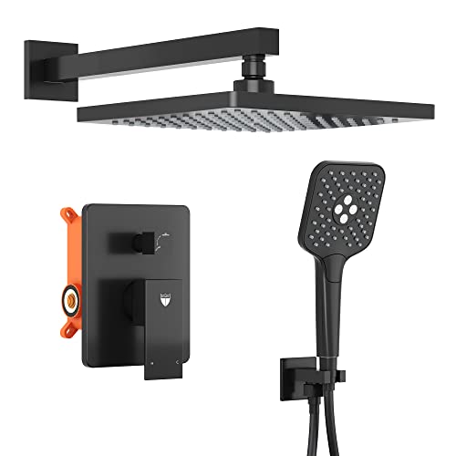 Himk Shower System,10 Inches Rain Shower Head With Handheld Shower Combo Set, Wall Mounted Rainfall Shower Head System,Shower Faucet With Valve And Trim,Matte Black #TOP3
