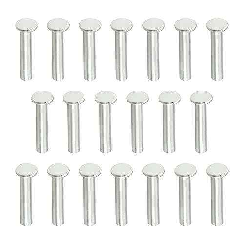 SUNCN 中空リベット 半管状リベット フラヘッド アルミ 平 フラヘッド カシメピン アルミニウム シルバー シャンク径2.5mm シャンク長さ12mm 200個入り