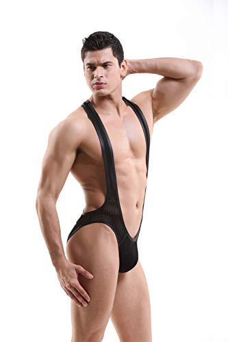 Swbreety Men's Mesh Leotard Underwear Jumpsuits Wrestling Singlet Bodysuit3