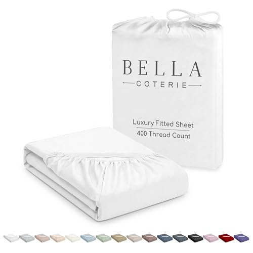 Bella Coterie Luxury Bamboo Viscose Queen Size Fitted Sheet Only | 100% Organically Grown | Ultra Soft | Cooling for Hot Sleepers | 18' Deep Pocket [White]