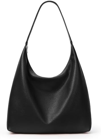 KALIDI Women's Shopper Handbag Shoulder Bag PU Leather Tote Bag Vintage Hobo Bag with Zip Large for Work School Shopper Casual Daily Black