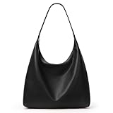 KALIDI Casual Tote Bag Vegan Leather Hobo Zipper Work Bag Weekender Shoulder for Women Shoulder Travel Purse (Black)