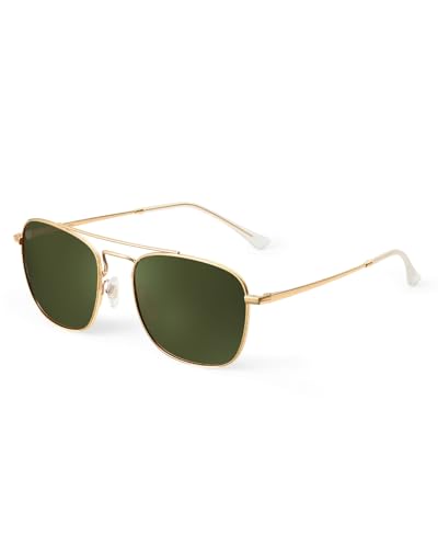Image of JIM HALO Retro Square Aviator Sunglasses Premium Glass Lens Flat Metal Eyewear Men Women