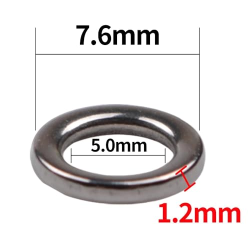 Anillos sólidos de pesca 100 piezas acero inoxidable miniatura 5