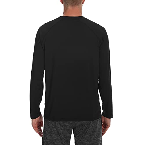 Men's Upf 50+ Quick-Dry Swim Shirt Rash Guard With Sun Protection Black #TOP2