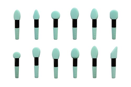 LORMAY 12-Piece Mini Silicone Smudge Brush/Eye Shadow Applicator (Multi-Models, Patented) (Mint Green)