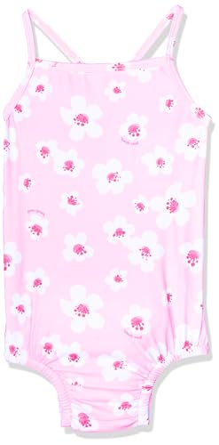 i play. by green sprouts baby girls One-piece Swimsuit With Built-in Reusable and Toddler Swim Diaper, Light Pink Large Blossoms, 0-6 Months US