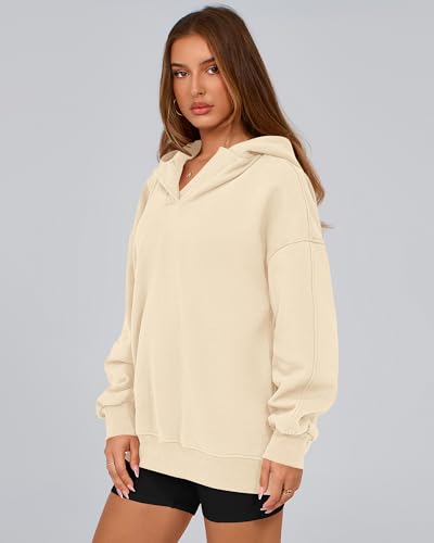 BTFBM Women's Oversized Hoodies Casual Fleece Long Sleeve V Neck Sweatshirts 2025 Trendy Fall Outfits Winter Clothes