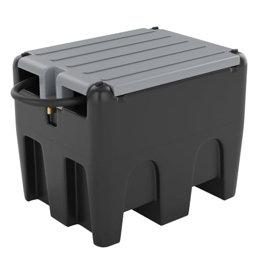 48 Gallon Diesel Tank, Fuel Tank With 10 GPM 12V Electric Fuel Transfer Pump, Portable Diesel Tank With Auto Fueling Nozzle, 13.1 FT Rubber Hose, Black