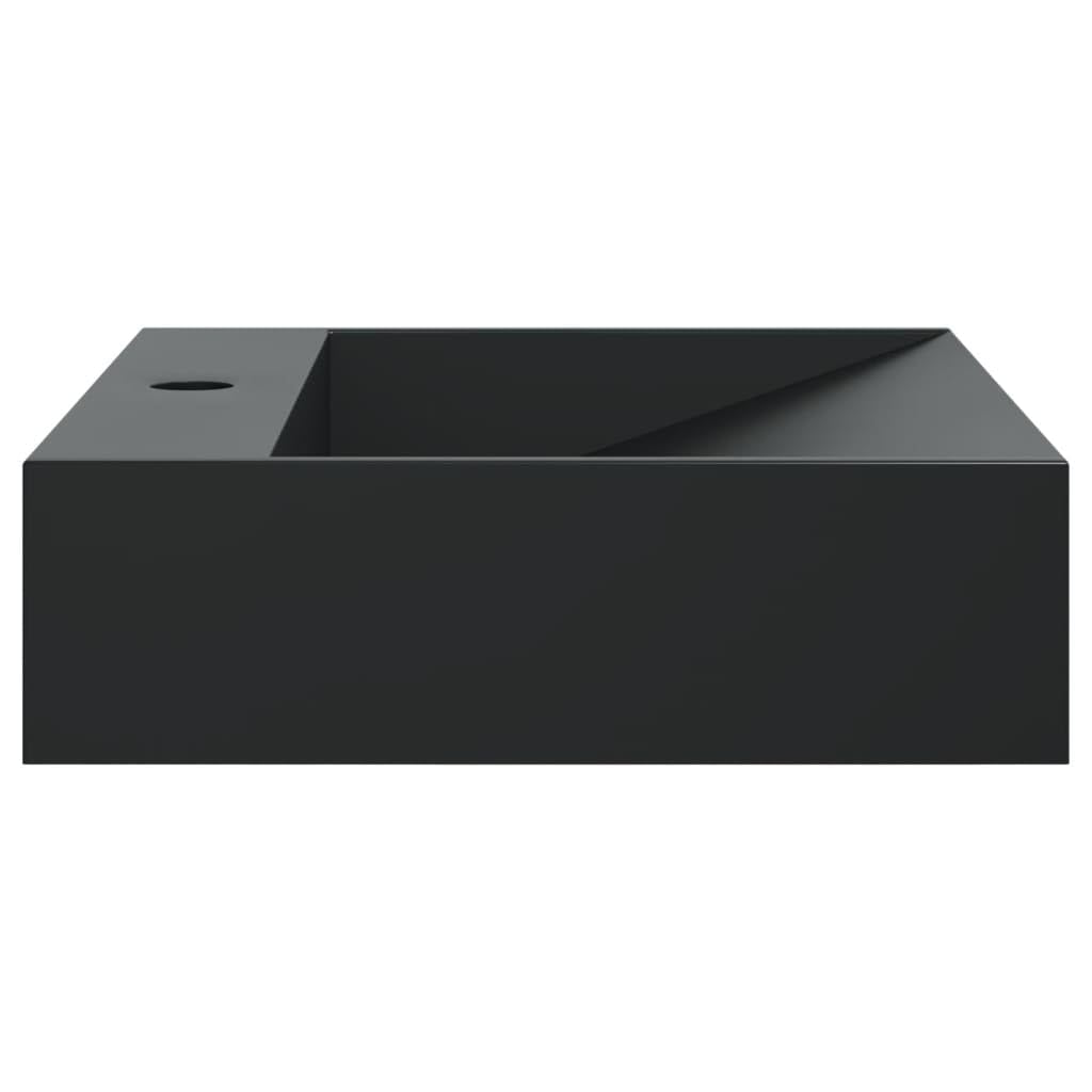 vidaXL Lavabo de fundición de mineral/mármol negro mate 50x38x11 cm