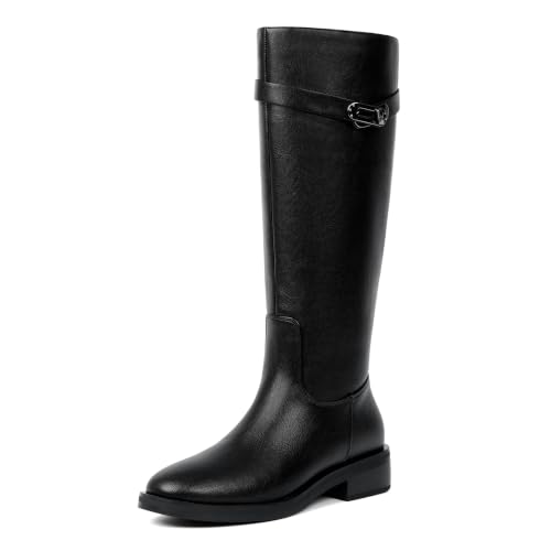 Image of Modatope Knee High Boots Women Round Toe Chunky Heel Fall Boots