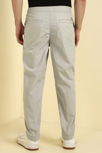 Image of Allen Solly Men's Regular Mid‑Rise Casual Pants | Cotton‑Blend Fabric | Solid Parachute Pants | Stylish & Comfortable Fit