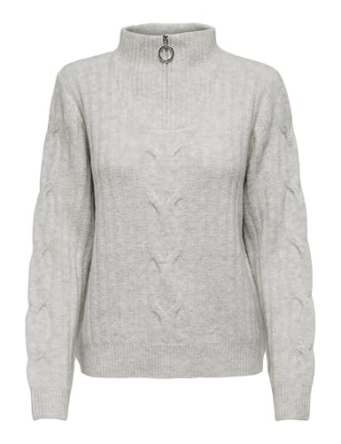 JdY Damen Jdyandrea L/S Zip Cable KNT Strickpullover, Super Light Grey Melange, L EU – Ansicht 1