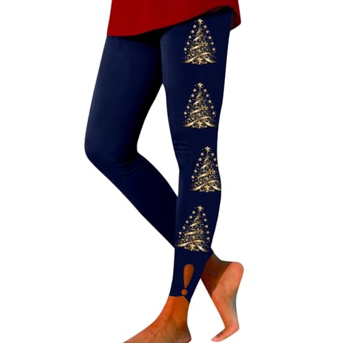 Generisch Leggings térmicos para mujer con estampado de arreglos navideños para mujer, modernos, informales, huecos, levantamiento de caderas, fitness, deporte, yoga, marine, XXL